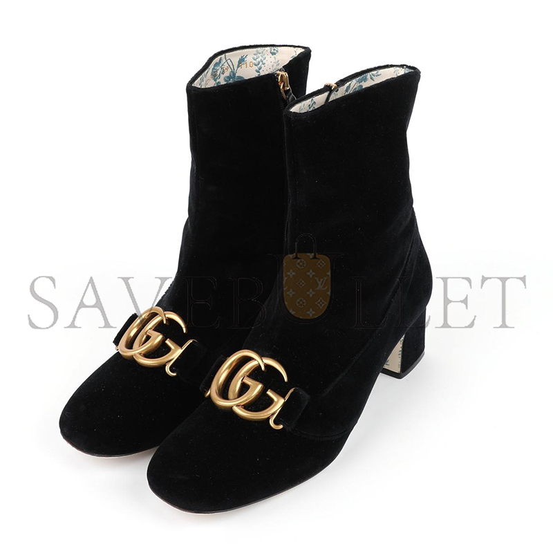 GUCCI DOUBLE G LOGO VELVET BOOTS 